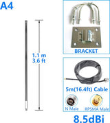 Helium 8 dbi Antenne Meshcore Antenne bundel inclusief 3 Meter LMR400 kabel - 868 MHZ - Fiberglass antenne - 110 cm TUNED